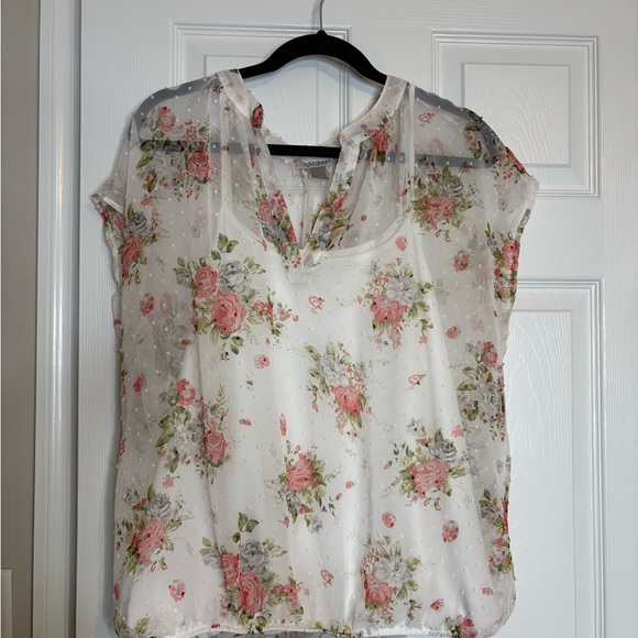 Roz & Ali White Boxy Blouse with Mandarin Collar - Picture 1 of 4